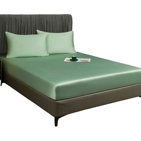 Lenzuolo con elastico 90x180x30 cm Liscio Traspirante Verde (1/5)