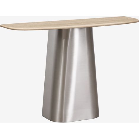 SKLUM Moreila Konsolentisch 120x40 cm aus Naturstein und Edelstahl                      Travertine             