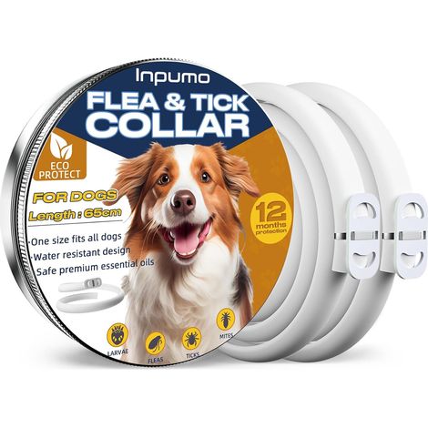 Collier Anti Puces pour Chien, Réglable Collier Anti Puces Chien Naturel Imperméable, 12 Mois Protection Coller Anti-Puces et Anti-tiques, 2 Paquet (1/5)