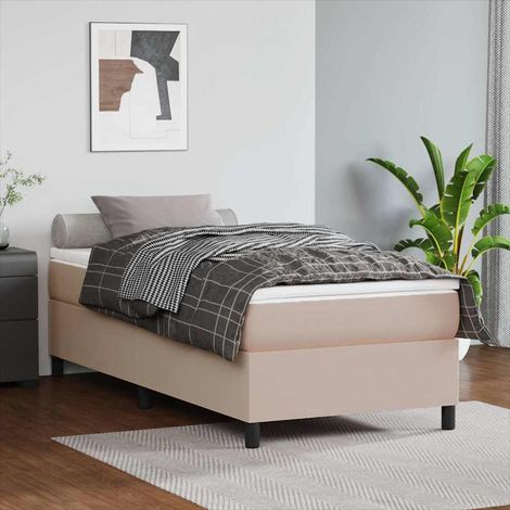 Cama box spring con colchón cuero sintético capuchino 80x200 cm (1/5)