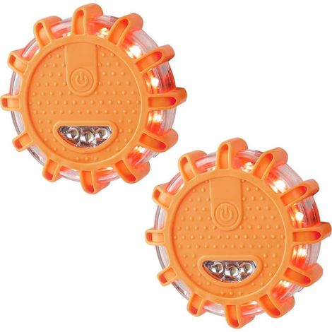 Orangefarbene LED-Rundumleuchte, 2 Stück LED-Warnleuchten, Notfallwarnleuchte, Notbeleuchtung mit Magnetfuß und 9 Blinkmodi für Auto, LKW, Boot (1/5)