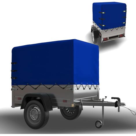 Bâche de remorque 210 x 114 x 110 cm, bord renforcé, imperméable, universelle pour remorques de voiture (1/5)