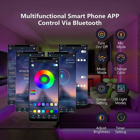 Ruban LED 10M(5M2) - Musique Bande LED Contrôlé par APP du Smartphone - Bande LED Lumineuse pour Maison Décoration 10m (1/4)