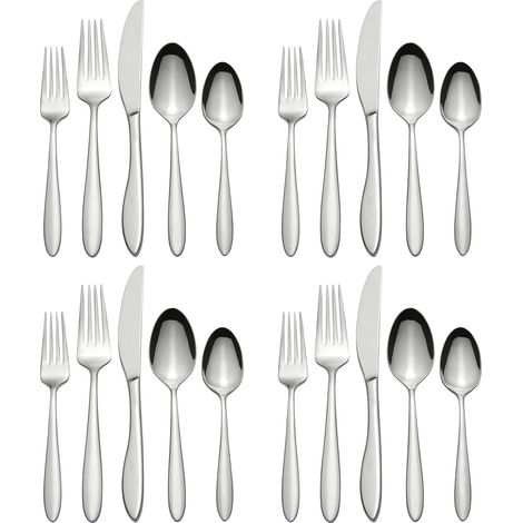 Juego de cubiertos de 20 piezas, acero inoxidable 18/0, diseño elegante y contemporáneo, para 4 personas. (1/5)