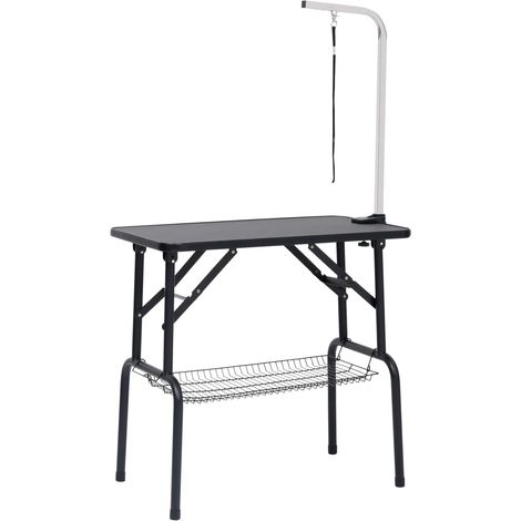 Table de toilettage réglable de chiens avec 1 boucle et panier CFW521868 (1/5)