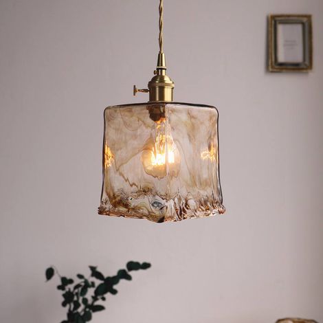 Vintage D-Typ Bernsteinglas Pendelleuchte für die Beleuchtung des Hauses mit 4W LED warmes Licht, e27