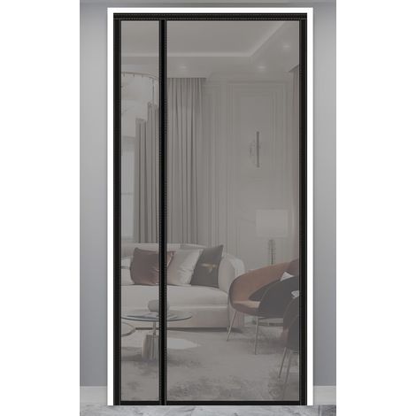 Mosquitera para puerta y ventana, magnética y transpirable, sin necesidad de taladrar (negra, 140 x 230 cm) (1/5)