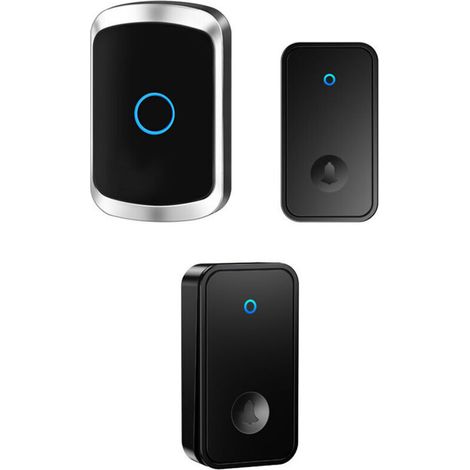 Sonnette sans Fil, Exterieur Etanche Carillon 150 Mètres, 60 Mélodies et 5 Niveaux Volume, Kit de Carillon avec Récepteurs Enfichables, pour Maison, au Bureau (Noir)