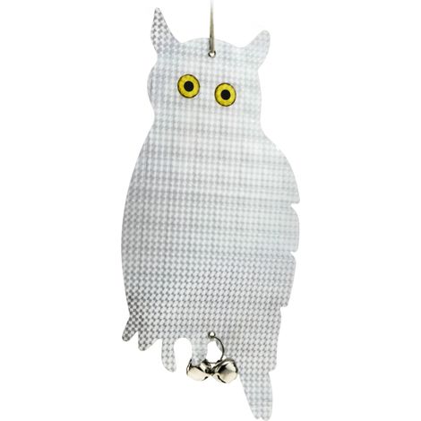 PrimeMatik - Répulseur d'oiseaux Répulsif de parasites Épouvantail réfléchissant de type hibou avec hochets (1/7)