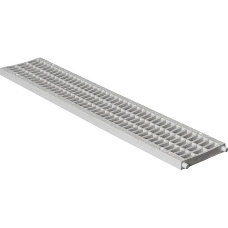 First – Grille mi-renforcée pour caniveau série 100 – PVC 100x500 – Résistance 40kN – Passage d'eau 227cm² – Prédécoupe tous les 10cm