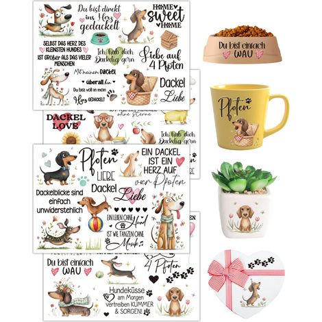 Rub On Sticker Teckel - Film de transfert DIY pour verres et cadeaux (1/5)