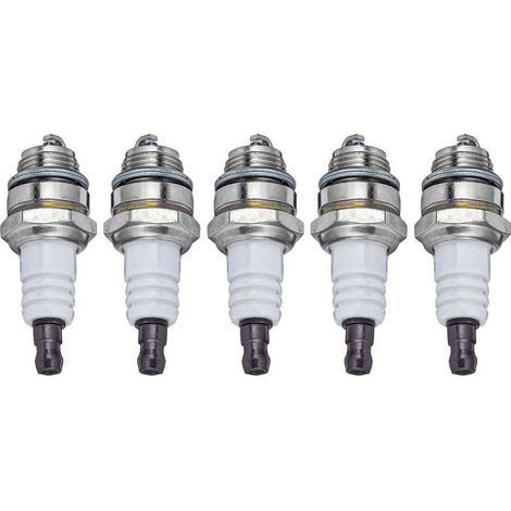 Lot de 5 bougies d'allumage pour moteurs 2 temps l8rtf/bm6a/l7t compatibles débroussailleuses, tronçonneuses et motoculteurs (1/5)