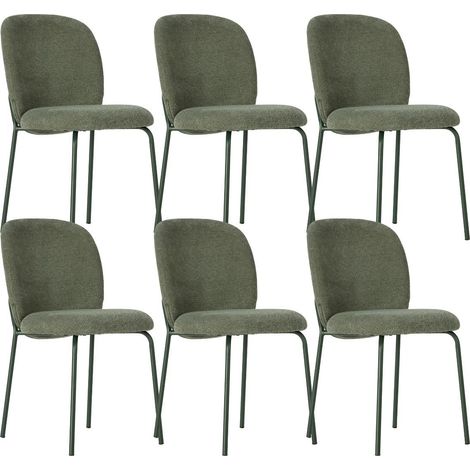 Lot de 6 chaises en tissu polyester doux vert et pieds en métal laqué vert - DARRIS (1/5)