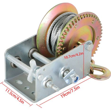 Treuil manuel à câble d'acier robuste de 600 lb avec disque d'engrenage pour motos et remorques (1/5)