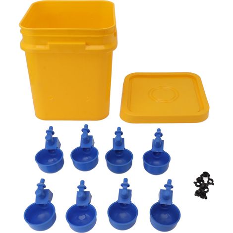 Yctze 12L Automatisches Hühner-zu-Hühner-System - Komplette Geflügelausrüstung für Hühner, Enten, Gänse und mehr mit einfacher Installation (Eimer + blauer Vogelnapf + schwarze Schrauben) (1/5)
