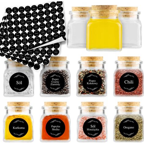 20 barattoli per spezie, erbe aromatiche, candele, barattoli da 120 ml + 252 etichette adesive (1/5)