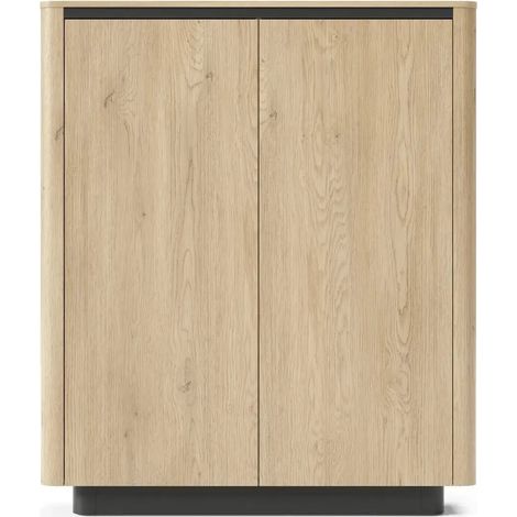 POPPY - Commode 2 portes 113cm en effet chêne Cremona et noir - Chêne clair (1/5)