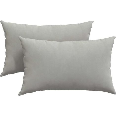 Coussins de canapé, 2 pièces, gris clair, 50 x 30 cm, tissu. (1/5)