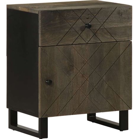 vidaXL Comodino Nero 50x33x60 cm in Legno Massello di Mango (1/5)
