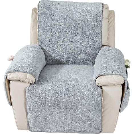 Liegesesselbezug Sesselbezug Sofa Armlehnenbezüge, Sherpa Husse für Relaxsessel Sesselschoner Sesselauflage, Schutzbezug Anti-Rutsch, Relaxsessel Bezüg (1/5)