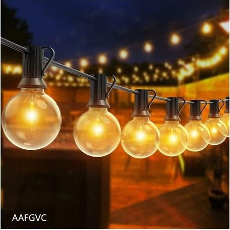 Guirlande Guinguette Extrieure, 30M LED Guirlande Avec 50+2 Guirlande Ampoule Incassables,tanche Guirlande Guinguette LED pour Terrasse, Jardin, Mariage, Fte, (1/5)
