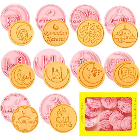 Lot de 10 emporte-pièces musulmans pour l'Aïd Moubarak, motif Aïd Moubarak, emporte-pièces en plastique pour la pâtisserie (1/5)