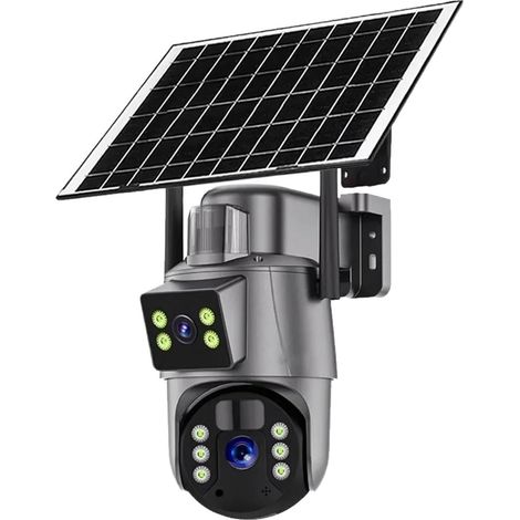 Caméra de Surveillance extérieure sans Fil WiFi 6MP 4K avec Panneau Solaire, Double Objectif, PTZ IP 4G(WiFi Cam No Card) (1/5)