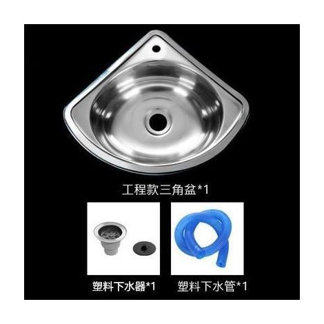 Thick stainless steel triangular washbasin, small single-bowl wall-mounted corner sink for bathroom (1/5)