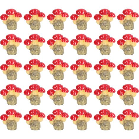 Lot de 30 champignons résine réalistes miniatures 1:12 pour maison de poupée, ornement DIY portable (1/5)
