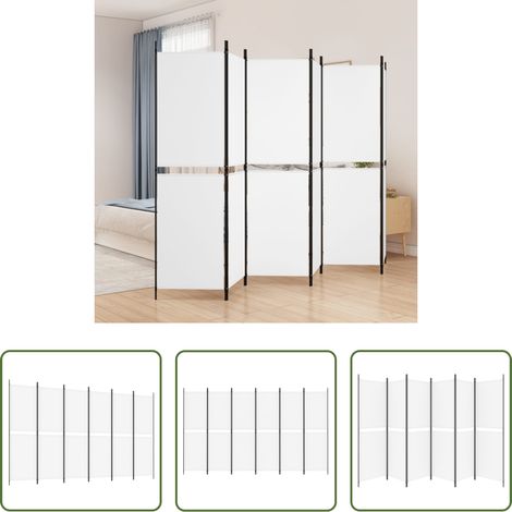 Raumteiler - 6-tlg. Paravent Weiß 300x180 cm Stoff (1/5)