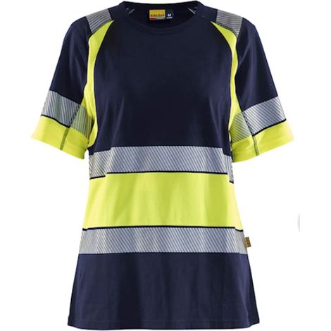T-shirt de travail haute visibilité femme classe 1 3410 - Marine/Jaune XXL (1/2)
