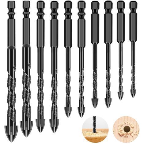 10PCS Tile Drill Bit Set with Hex Shank Universal Ceramic Drill Bit, Glass Drill Bit Stone Drill Bit Set, Glass, Concrete, Wall, Ø 3-12 mm (1/5)