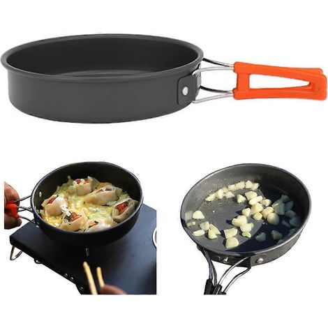 Poêle à frire portable, poêle antiadhésive, poêle à griller légère, ustensiles de cuisine d'extérieur - grande taille - (1/4)
