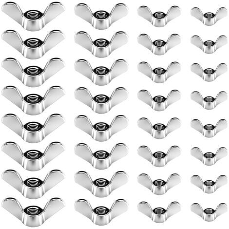 60 pièces écrous à oreilles en acier inoxydable écrou papillon M4 M5 M6 M8 papillon boulons à ailettes Kit d'assortiment de filetage métrique pour accessoires outils de bricolage (1/5)