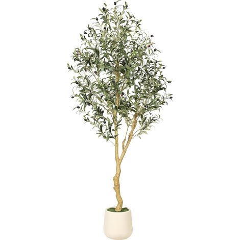 Artificial Olive Trees 180 cm with Planter, Fake Tree Artificial Plant, Faux Plant Style Decoration for Home, Office, Hotel, Shopping Mall, Indoor and Outdoor (1/5)