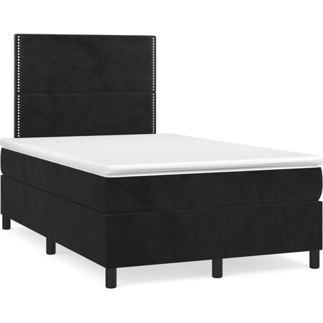 vidaXL Letto a Molle con Materasso e LED Nero 120x190 cm in Velluto (1/5)