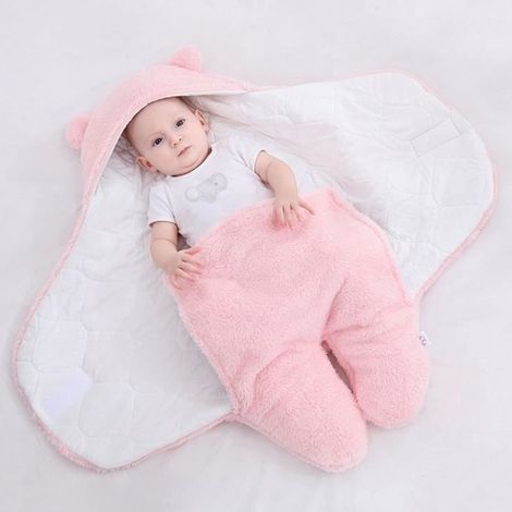 Universelle Sac de Couchage Bébé Hiver Couverture Emmaillotage Bébé Produits pour bébés longueur 62cm 0-1 mois Rose (1/3)