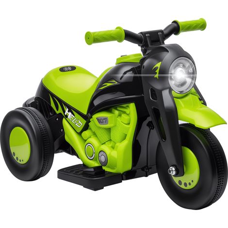 Moto électrique enfant +2 ans avec fonction bulles, phares, musique, vitesse 3 km/h, charge 30 kg, vert (1/5)