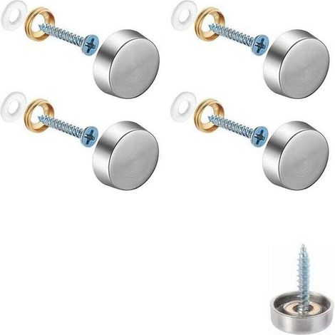 Lot de 4 vis décoratives pour miroir, capuchons décoratifs pour clous, vis décoratives en acier inoxydable poli pour miroirs, armoires ou meubles en verre(0,63"/16 mm) (1/4)