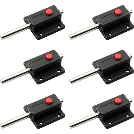 Loquet à ressort à bouton-poussoir, porte ouverte à retour automatique pour armoires, fenêtres et tiroirs, noir, 6 pièces (1/5)