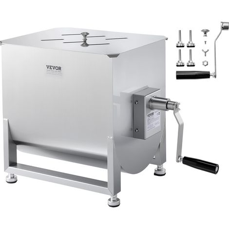 VEVOR Melangeur a viande manuel, equipement de traitement de la viande avec reservoir fixe de 80 L, machine a melanger pour chair a saucisse en acier inox avec reducteur de vitesse, pour bœuf hache