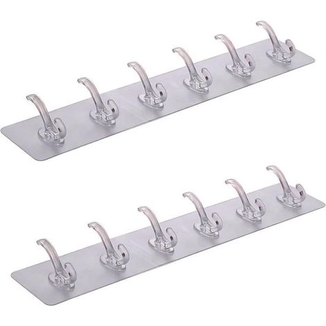 Ganci portasciugamani trasparenti 6 in 1 - 2 pezzi - Ganci appendiabiti - Ganci autoadesivi per casa, giardino e/o cucina