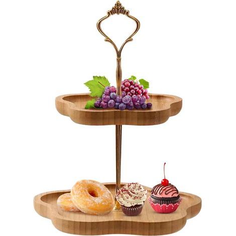 Présentoir à gâteaux en bois à deux étages pour cupcakes et desserts (1/5)