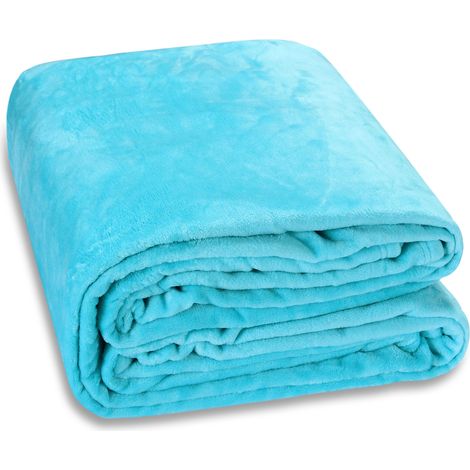 Manta para sofás suave premium 300g/m² transpirable 100% Poliéster L-XXL color a escoger para cama 200x150 240x220cm 200x150 - azul claro (1/5)