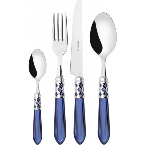 Caste Définit 24 pièces dans Mother Perperla Blue Wood Case Aladdin ghiera cromata Bugatti
