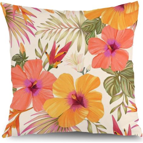 Housse de coussin patio floral, décoration terrasse canapé,50×50cm (1/5)