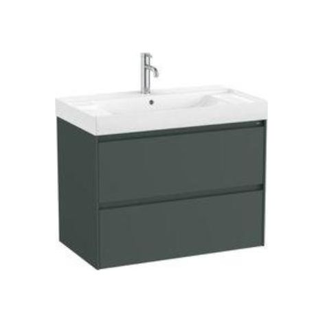 MUEBLE LAVABO CENTRADO BLANCO 800X460 ONA STANDARD 2 CAJONES LED VERDE MATE