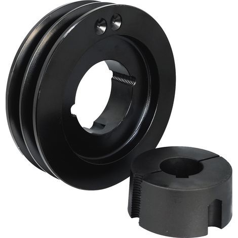 Poulie courroie trapézoïdale 2 gorges Ø 80mm – Arbre 19mm – Compatible courroies SPA et A – Vitesse jusqu'à 25m/s – Chiaravalli (1/5)
