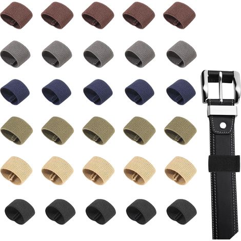 30 Pieces Pants Belt Loops Elastic Belt Holders Multicolored Strap Holders for Backpacks to Secure Belts, Backpacks, Scarves, Elastic Slings, 6 Colors, 4.5 to 9 cm