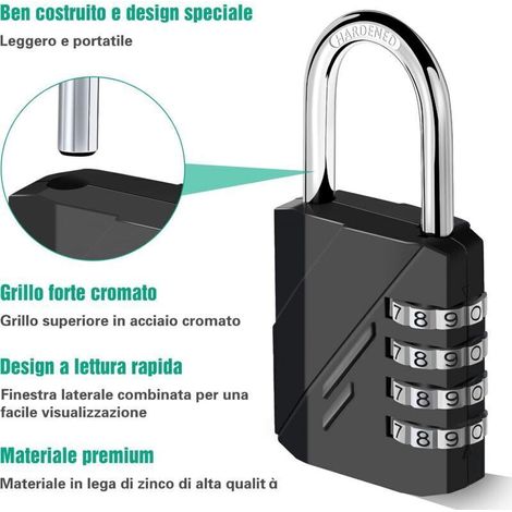 Cadenas à Combinaison à 4 Digit,Serrure Combinée,Cadena a code pour casier vestiaire sport pour Gymnase, école, Portail, Hangar, Garage, Rangement (1/5)
